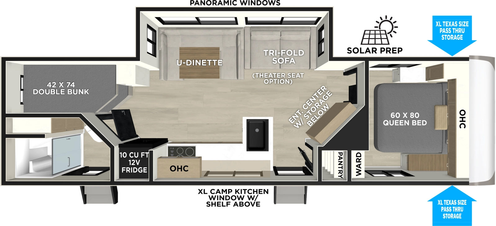 Hemisphere Travel Trailers 25BHHL Floorplan